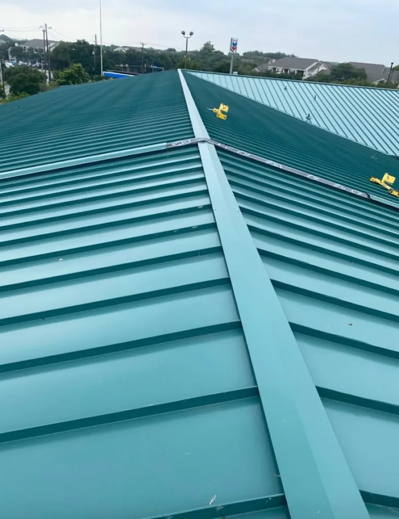 Green commercial metal roof ridge and valley for Metal Roof Repair in Conley